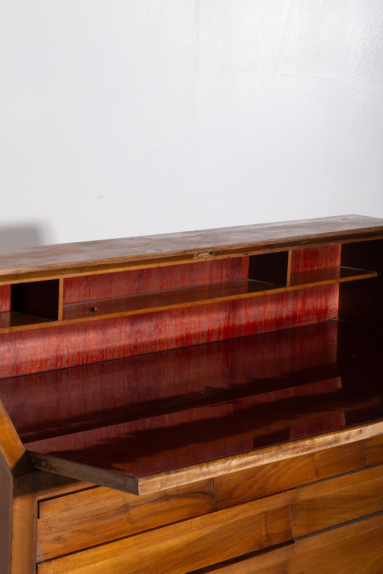 Ottone Italian Wood desk Secretaire vintage in vendita