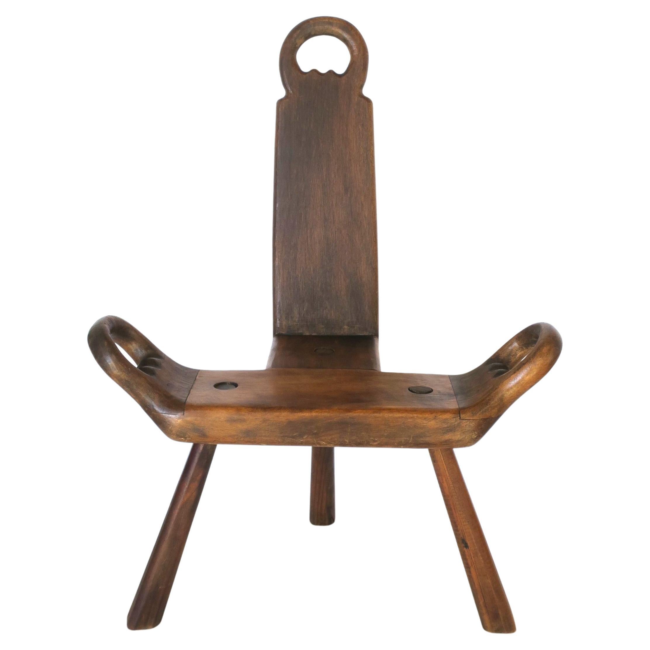Italian Wood Sgabello Side Chair or Stool