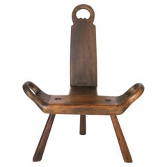 Vintage Italian Wood Sgabello Side Chair or Stool