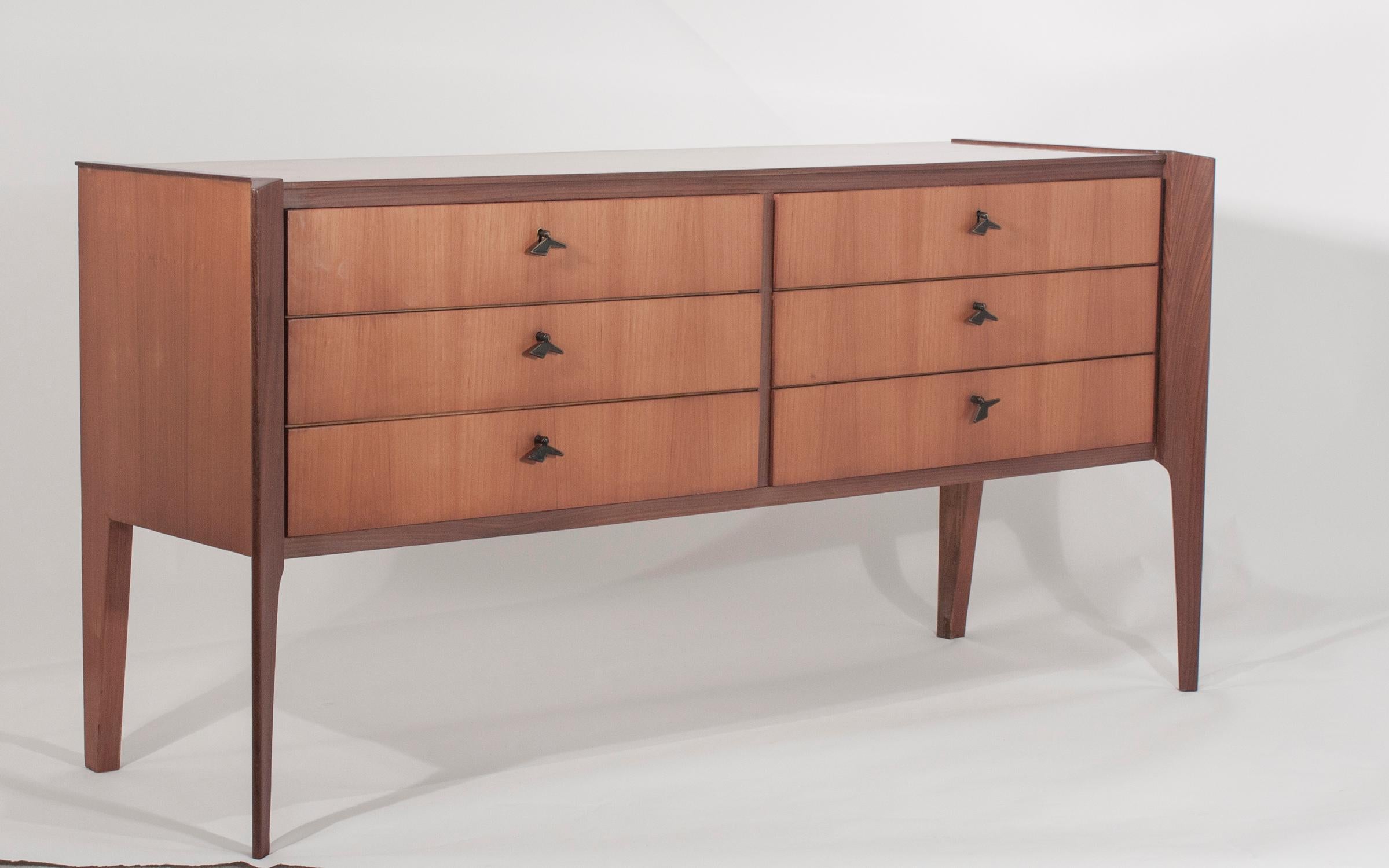 Metal Italian Wood Sideboard, Chest 1960s, in the Style of Gio Ponti