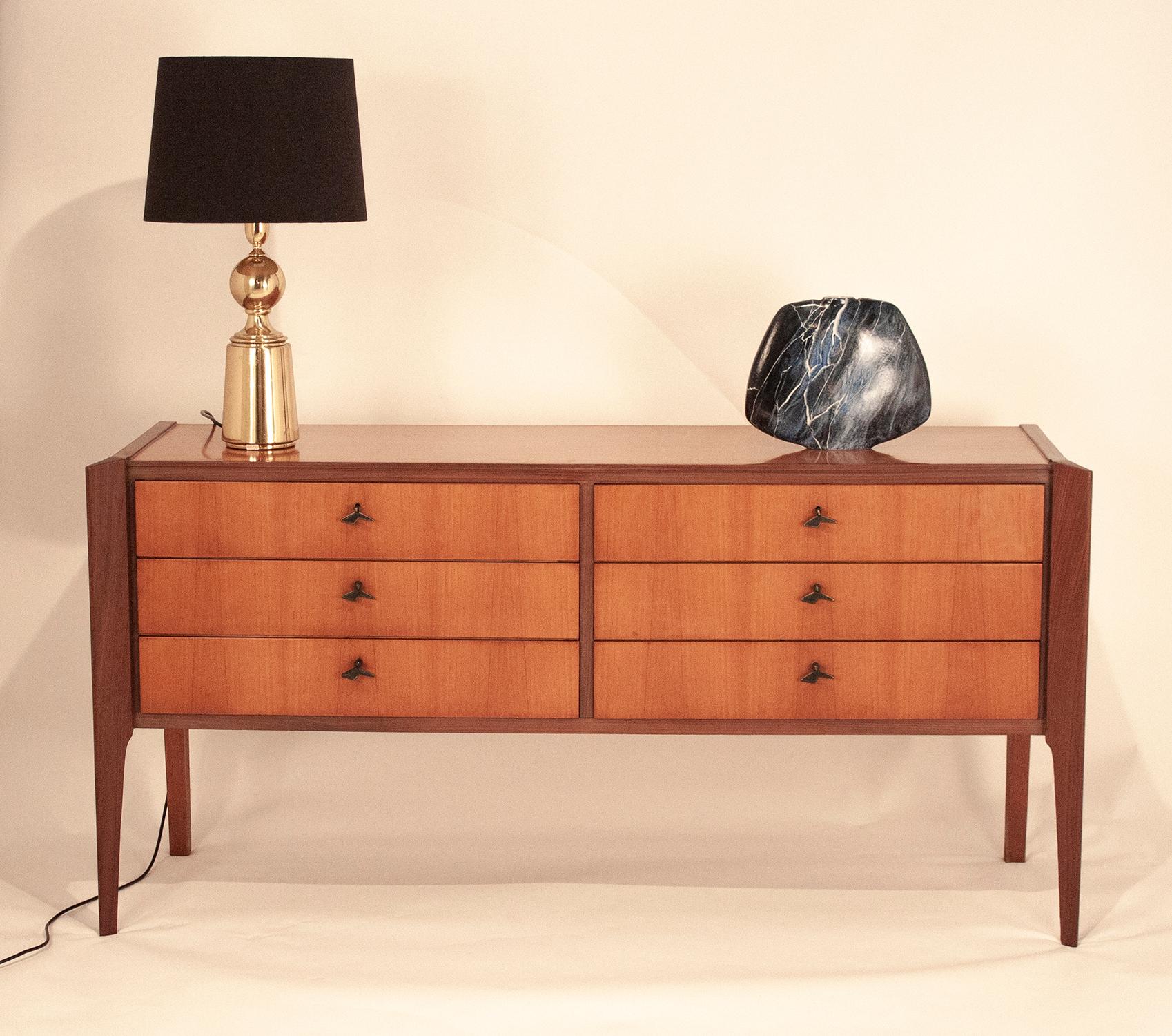 Italian Wood Sideboard, Chest 1960s, in the Style of Gio Ponti 1