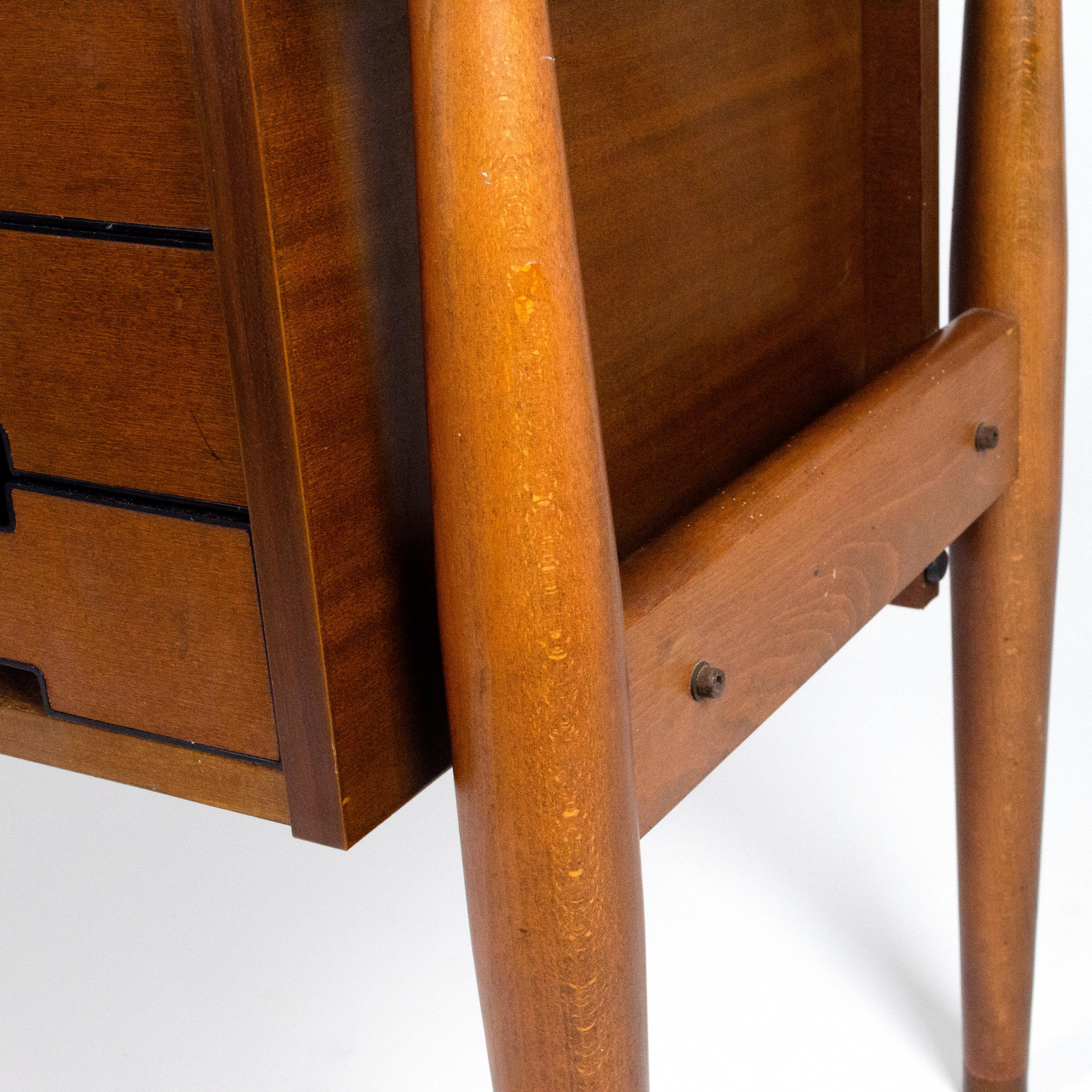 Organic Modern Italian Wood Small Desk with Drawers by Schirolli Mantova, 1960s