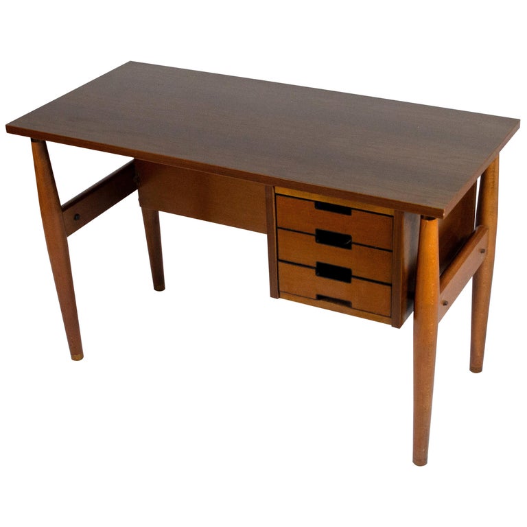 Italian Wood Small Desk with Drawers by Schirolli Mantova, 1960s at