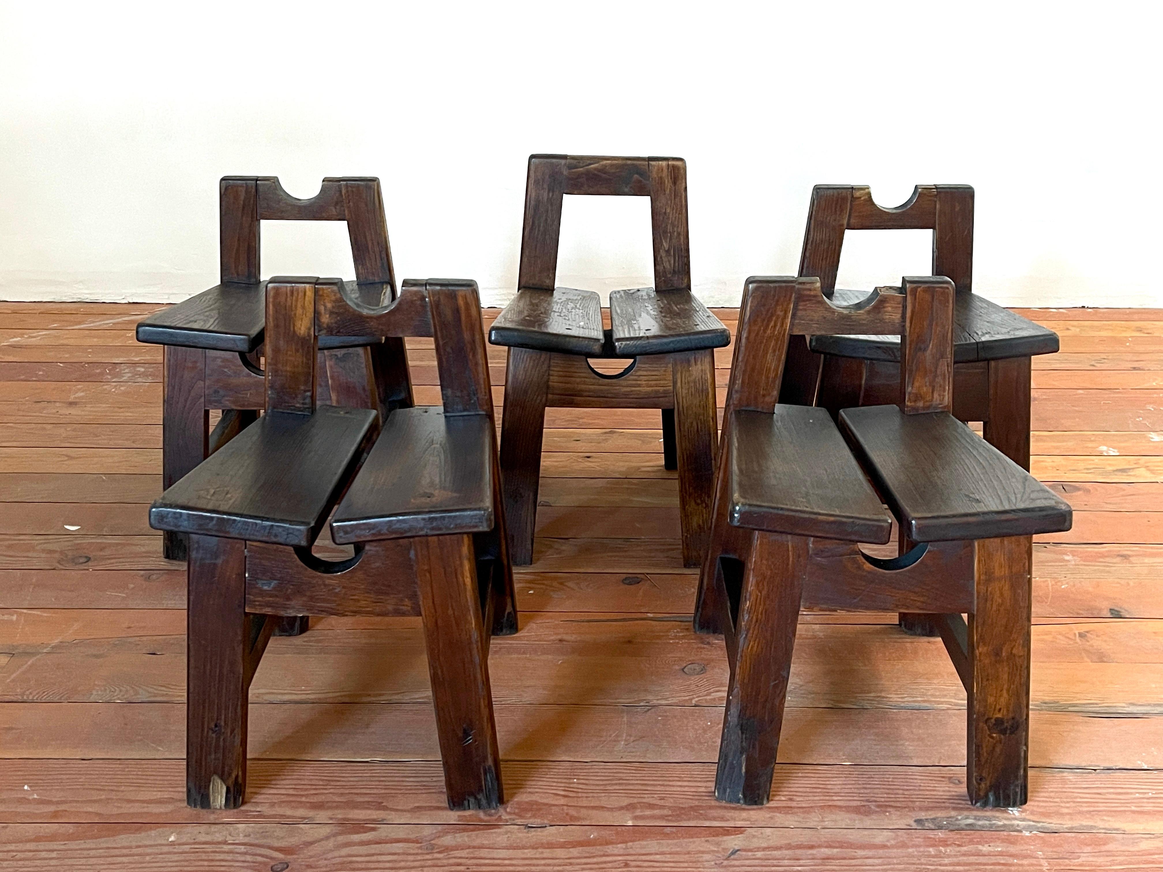 Italian Wood Stools In Good Condition For Sale In Beverly Hills, CA