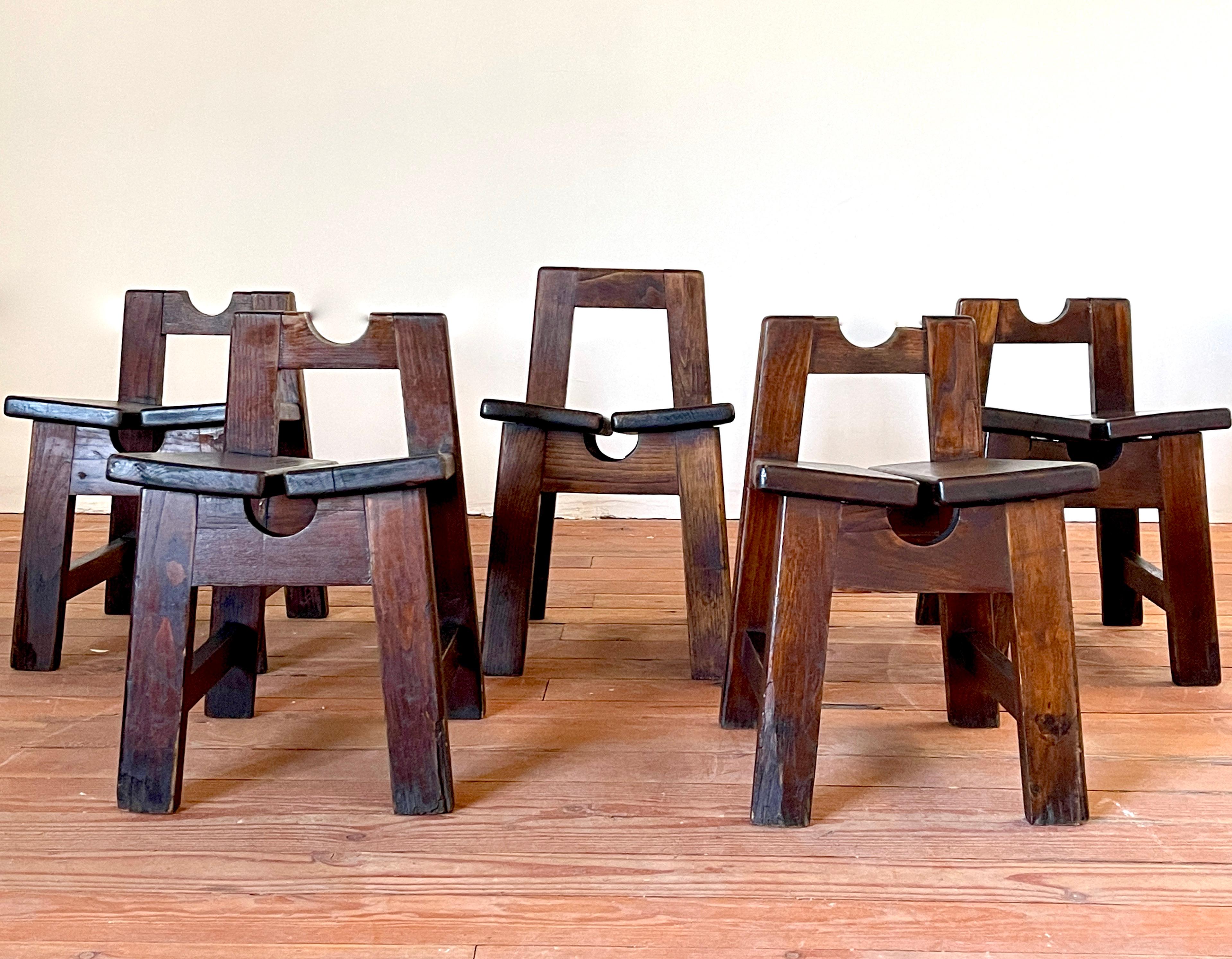 Walnut Italian Wood Stools For Sale