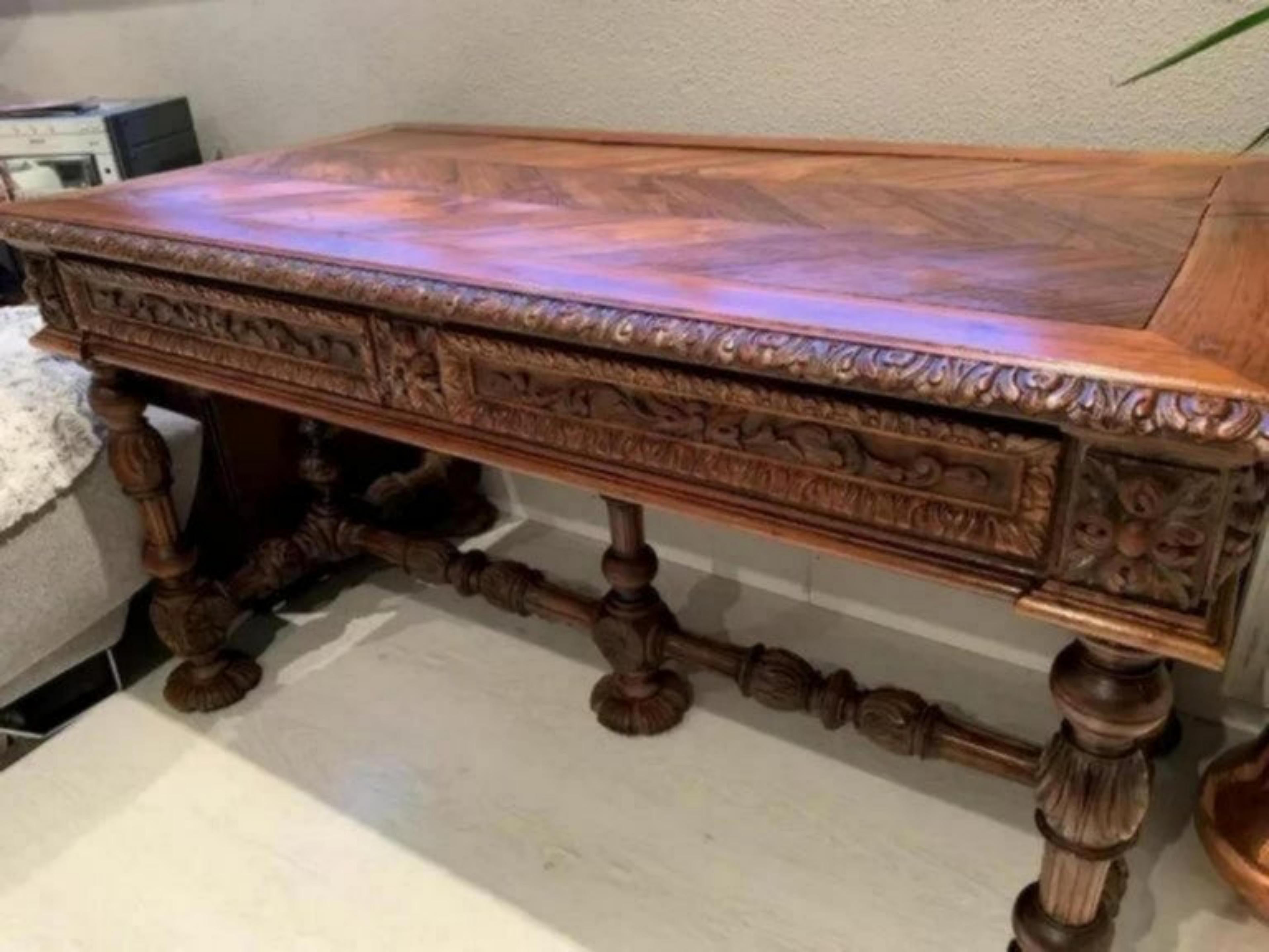 19th Century Italian Wood Table 19th Cent. Renaissance Style For Sale