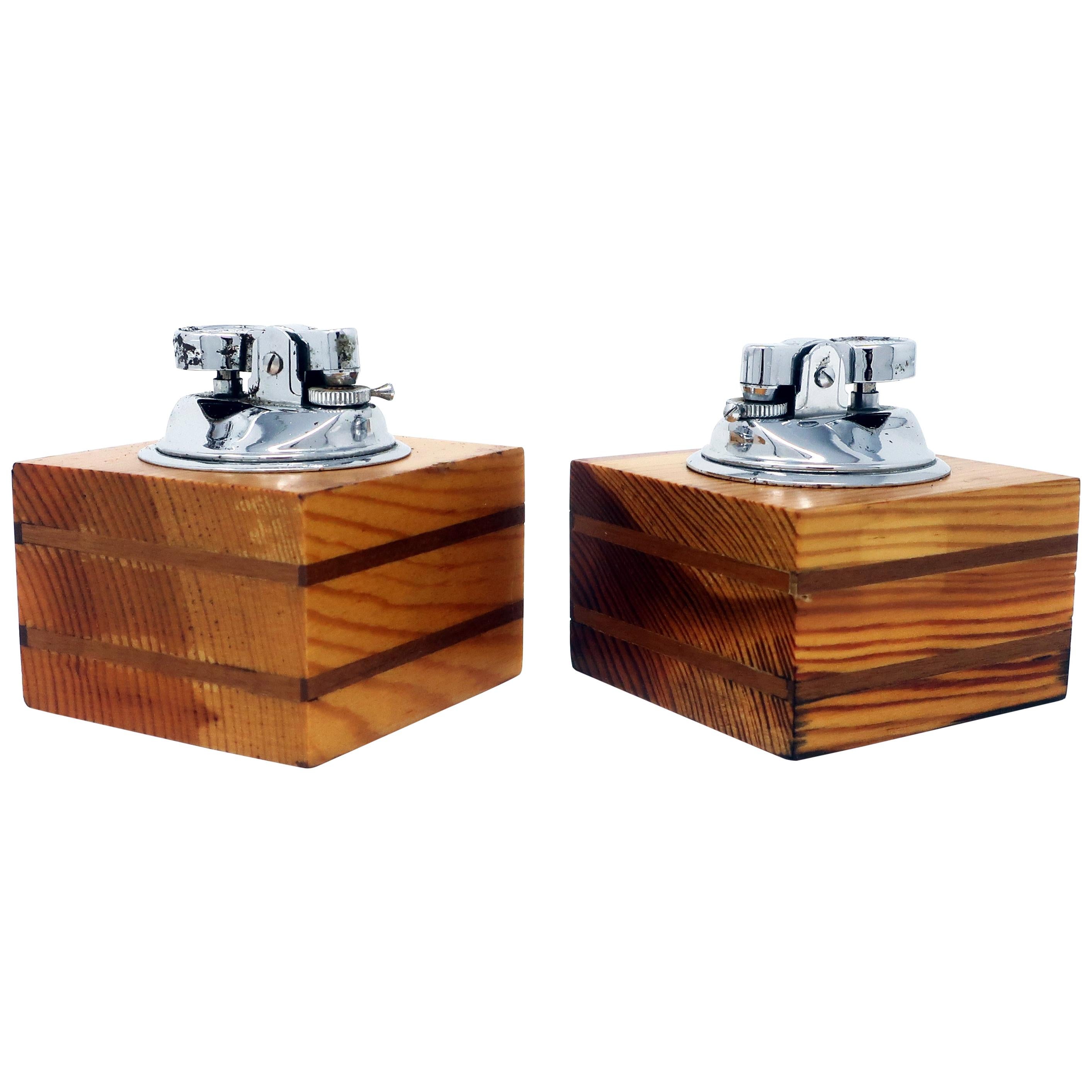 Italian Wood Table Lighters A Pair At 1stdibs