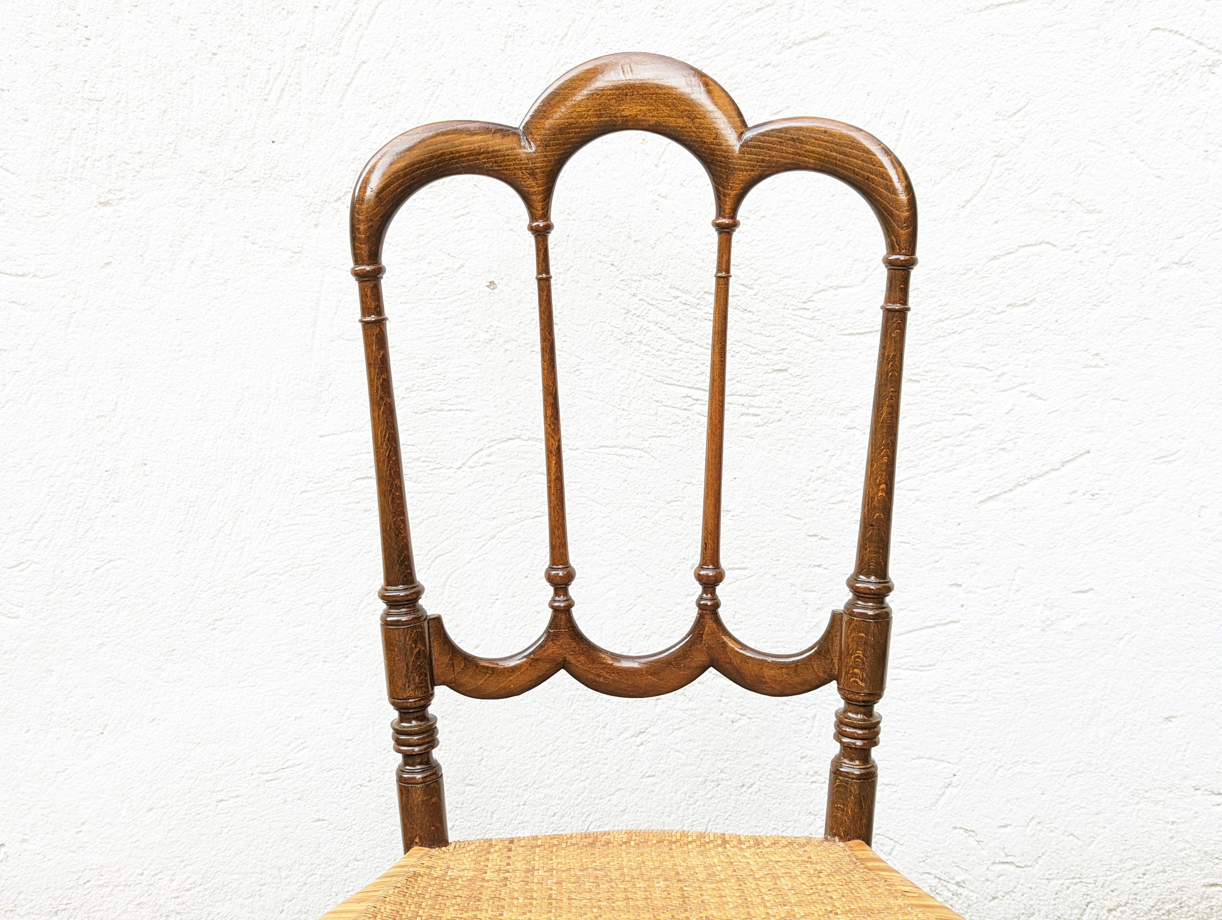 Mid-Century Modern Italian wood & Vienna straw Chiavari chair by Fratelli Levaggi, 1950s For Sale