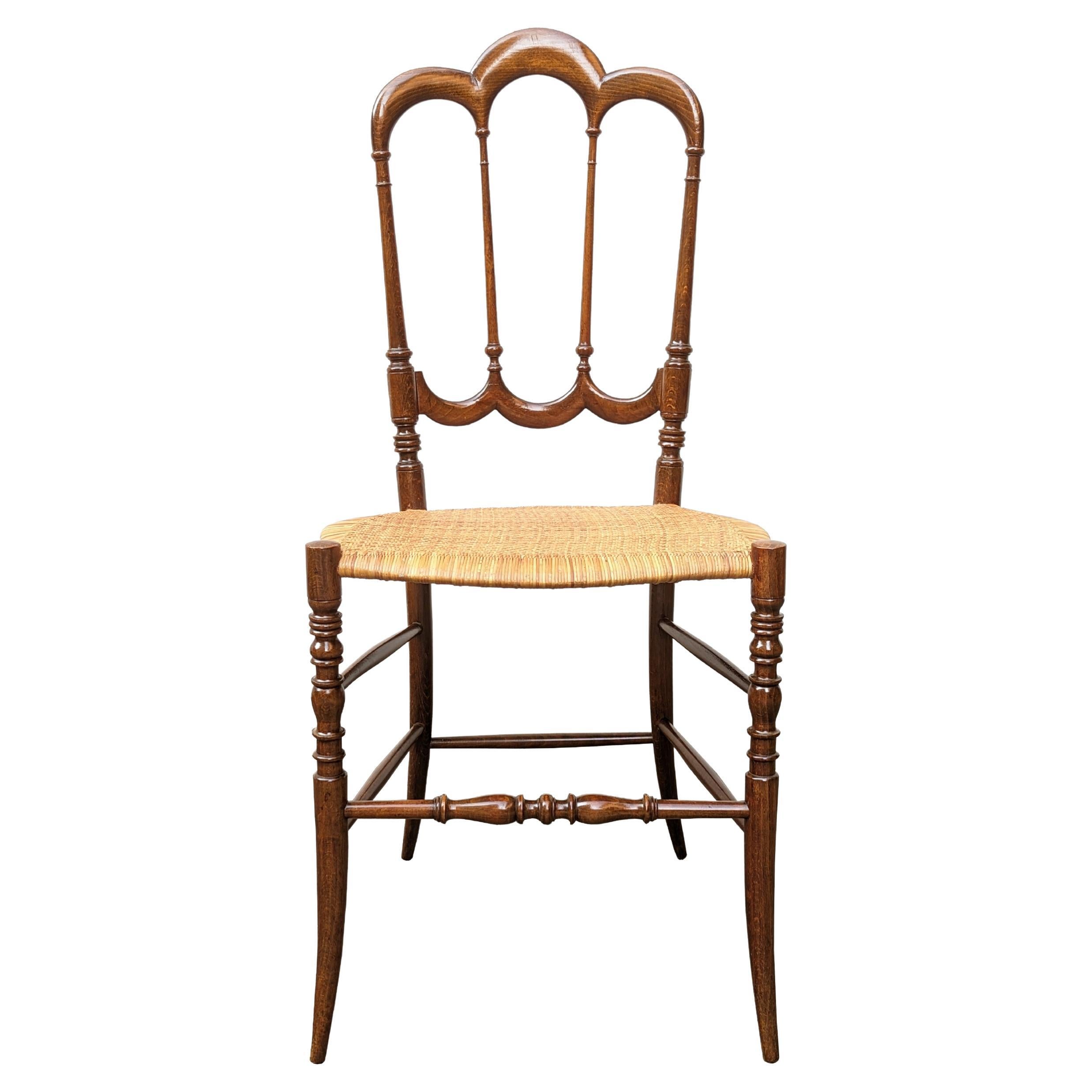 Italian wood & Vienna straw Chiavari chair by Fratelli Levaggi, 1950s For Sale