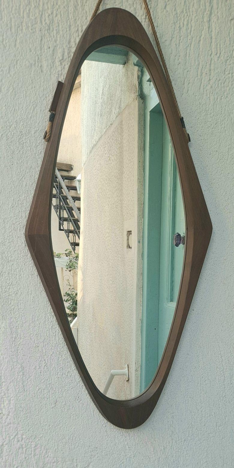 Mid-20th Century Italian Wood  Wall Mirror Attributed to Franco Campo  For Sale