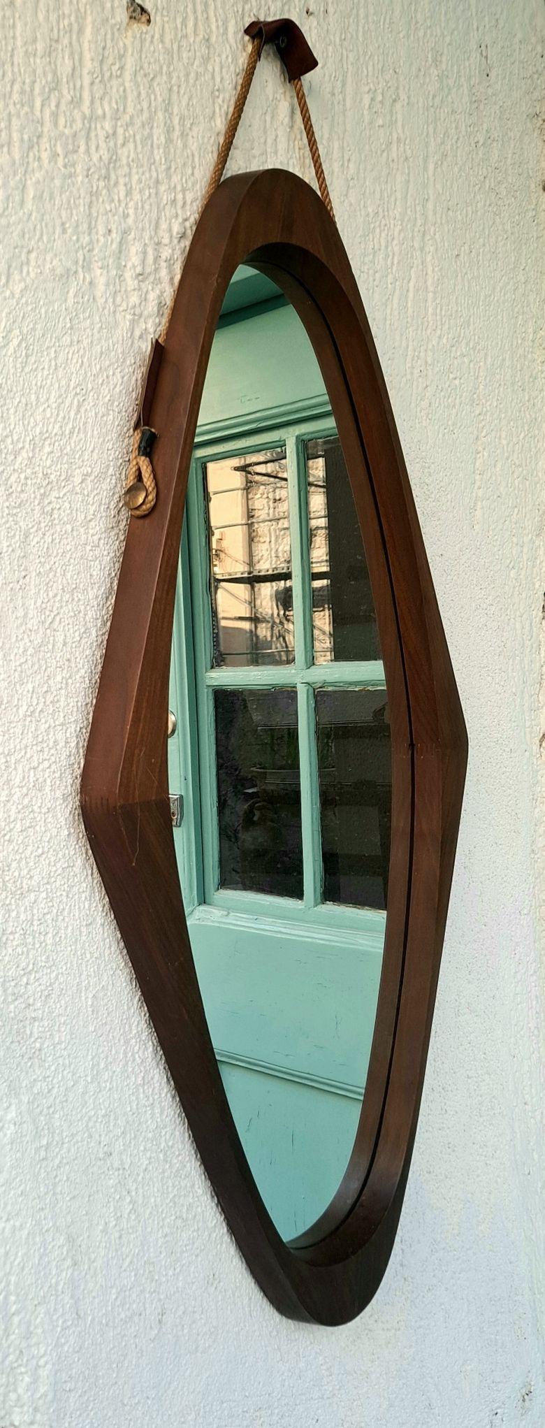 Italian Wood  Wall Mirror Attributed to Franco Campo  For Sale 2