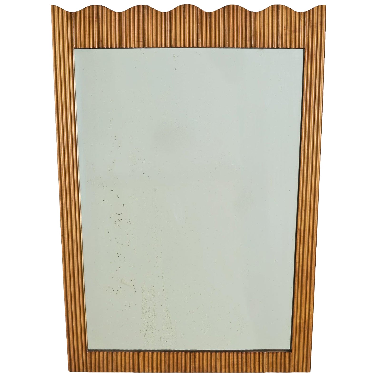 Italian Wood Wall Mirror in the manner of Paolo Buffa, 1950s