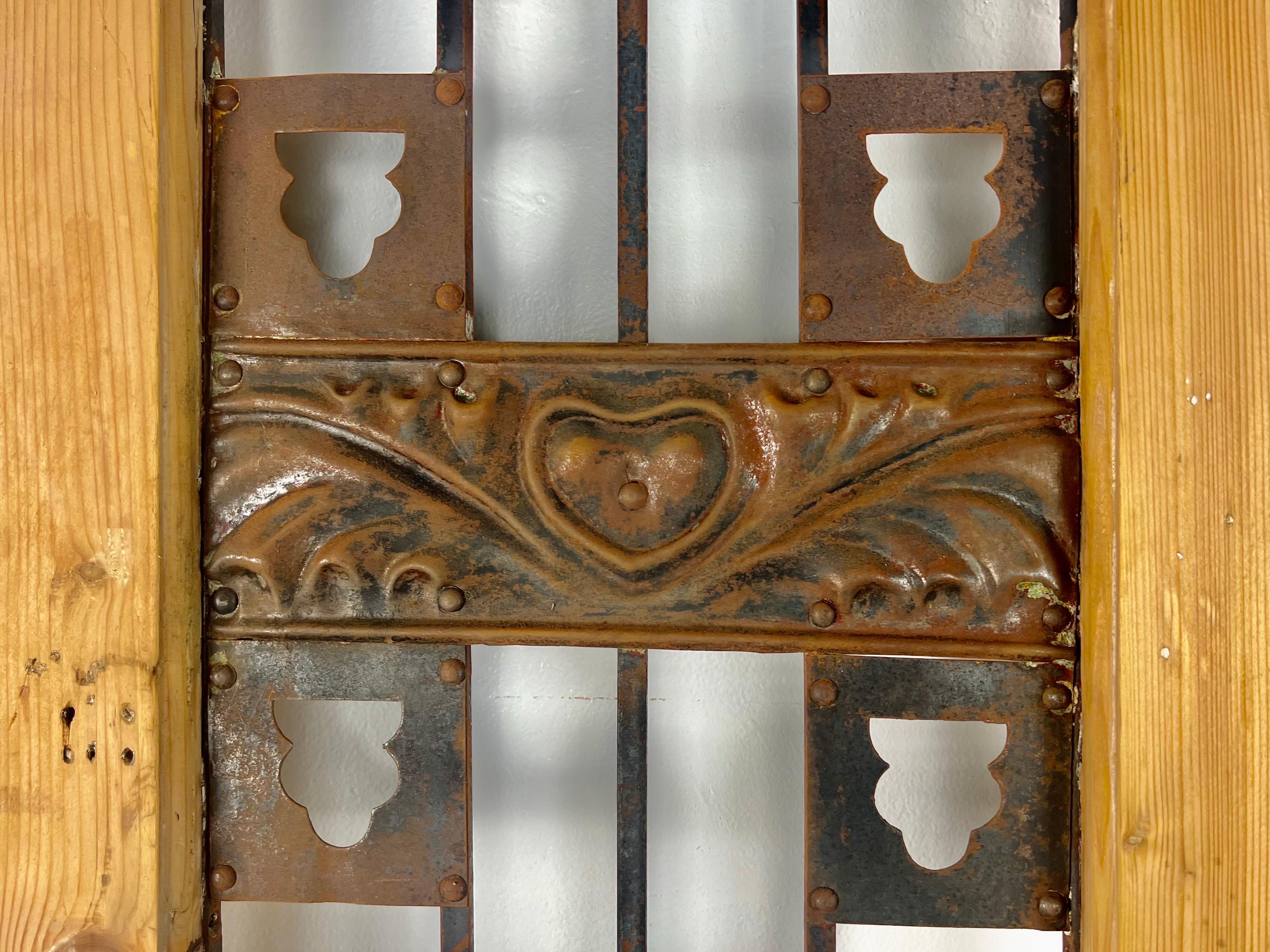Italian Wood & Wrought Iron Door C. 1930's In Distressed Condition In Los Angeles, CA