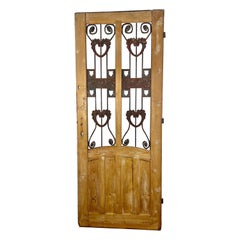 Antique Italian Wood & Wrought Iron Door C. 1930's