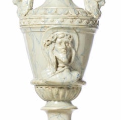 Italian Woodcarving with Faience Column, 19th century.