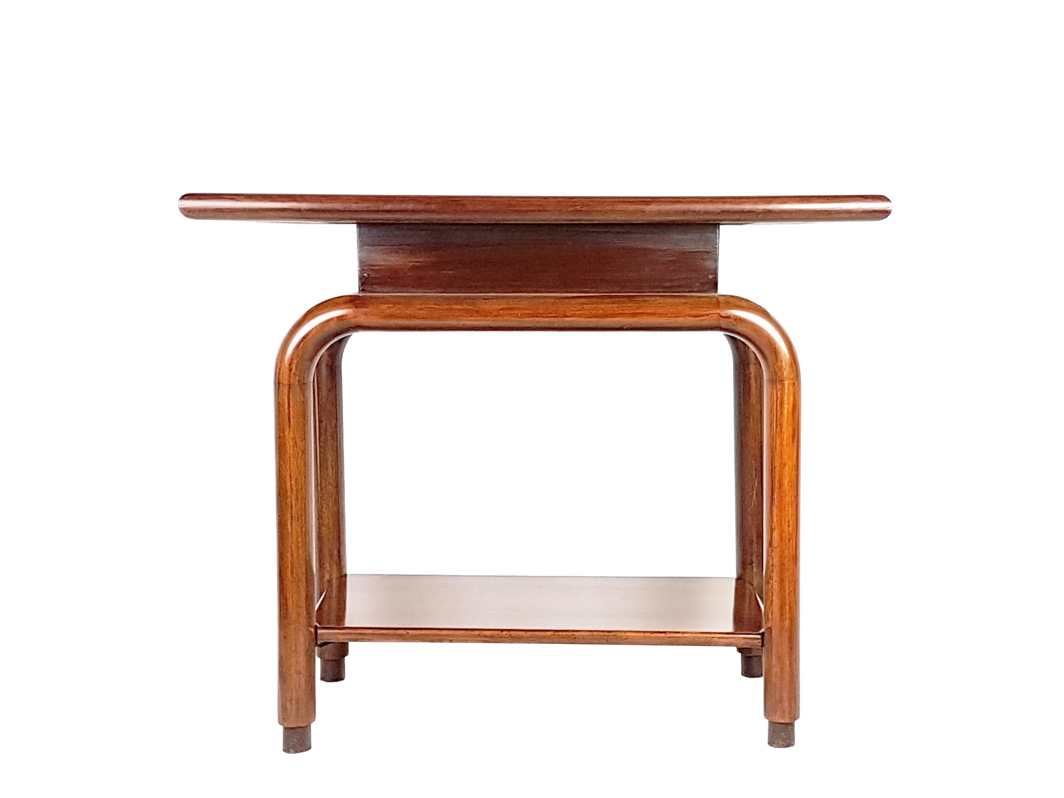 Mid-20th Century Italian Wooden 1930s Deco Low Table with Shaped Legs