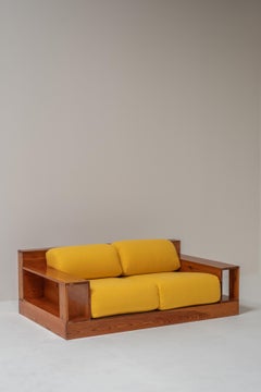 Italian Wooden 2-Seater Lounge Chair, 1970s