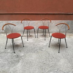 Italian Wooden and Chromed Metal Chair, 1980s