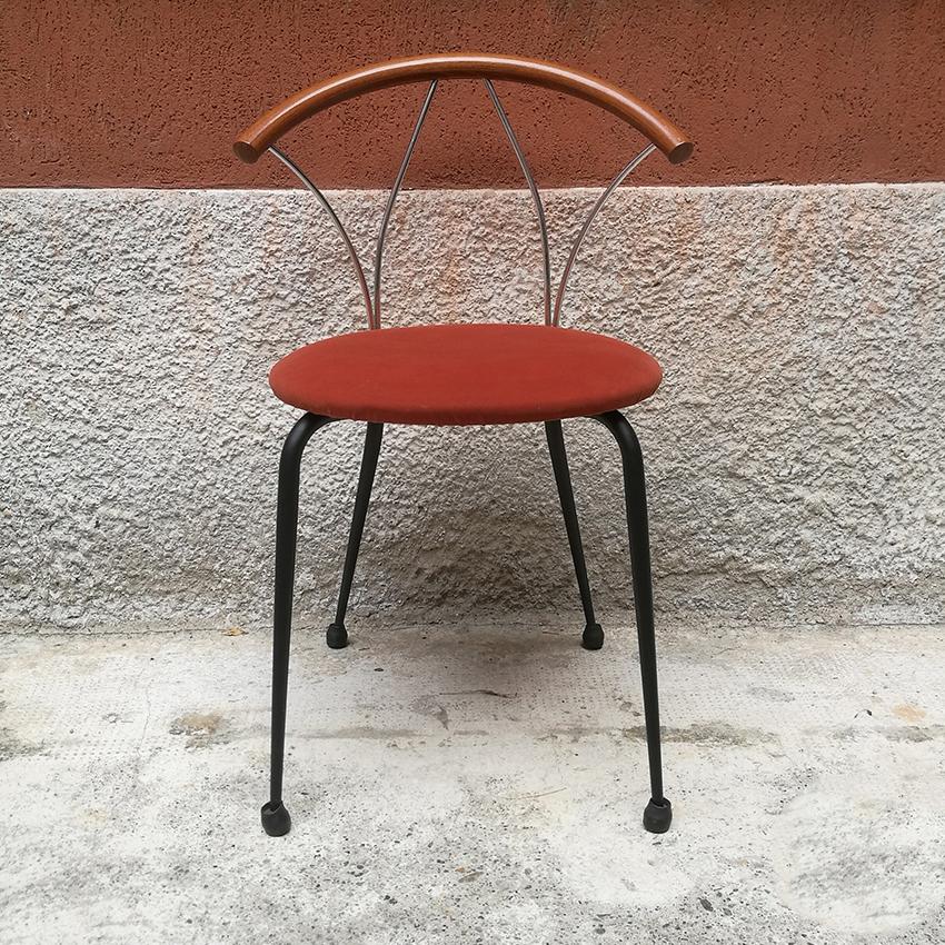 Italian Wooden and Chromed Metal Chairs, 1980s 2