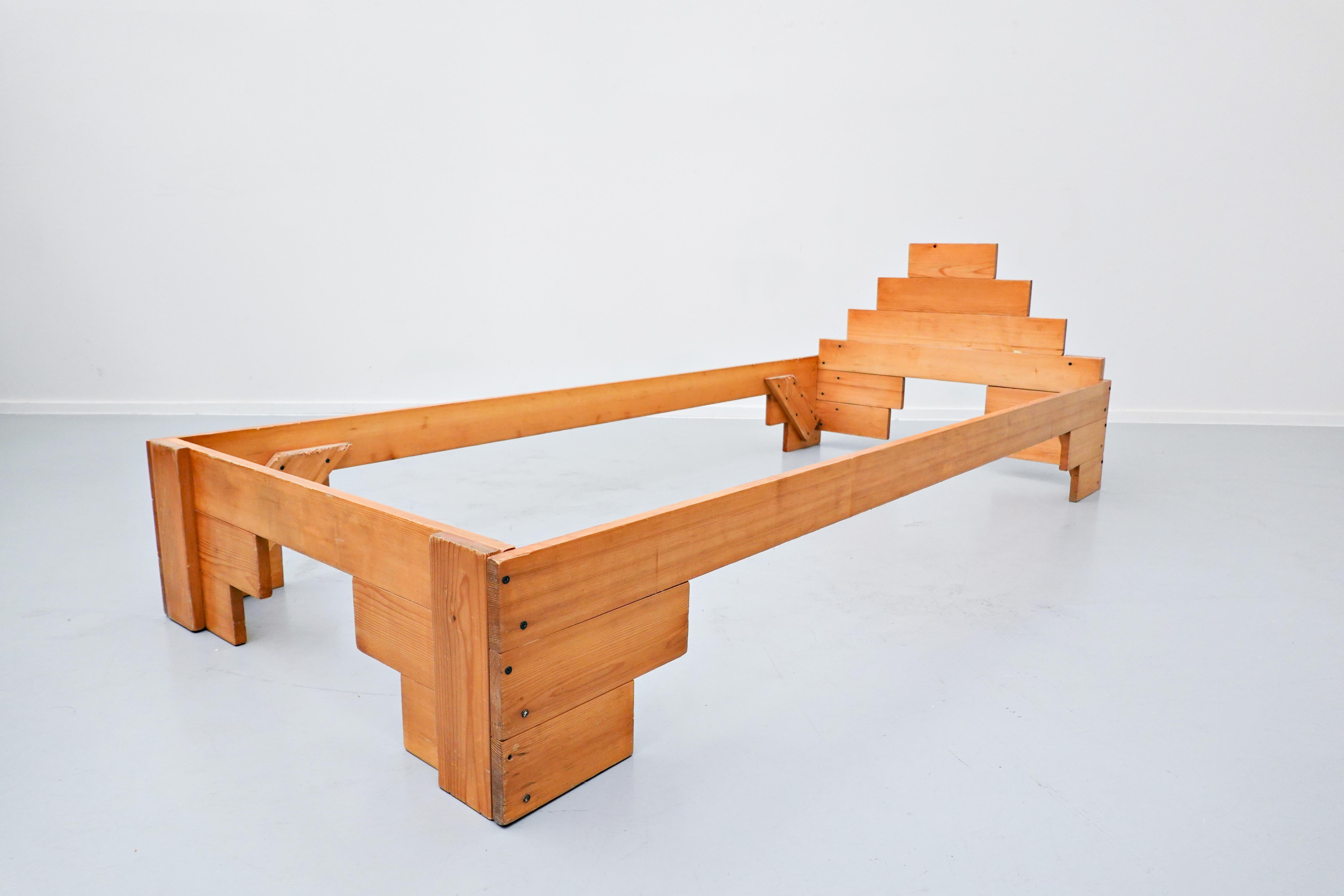 Mid-Century Modern Italian Wooden Bed by Enzo Mari, 1970s