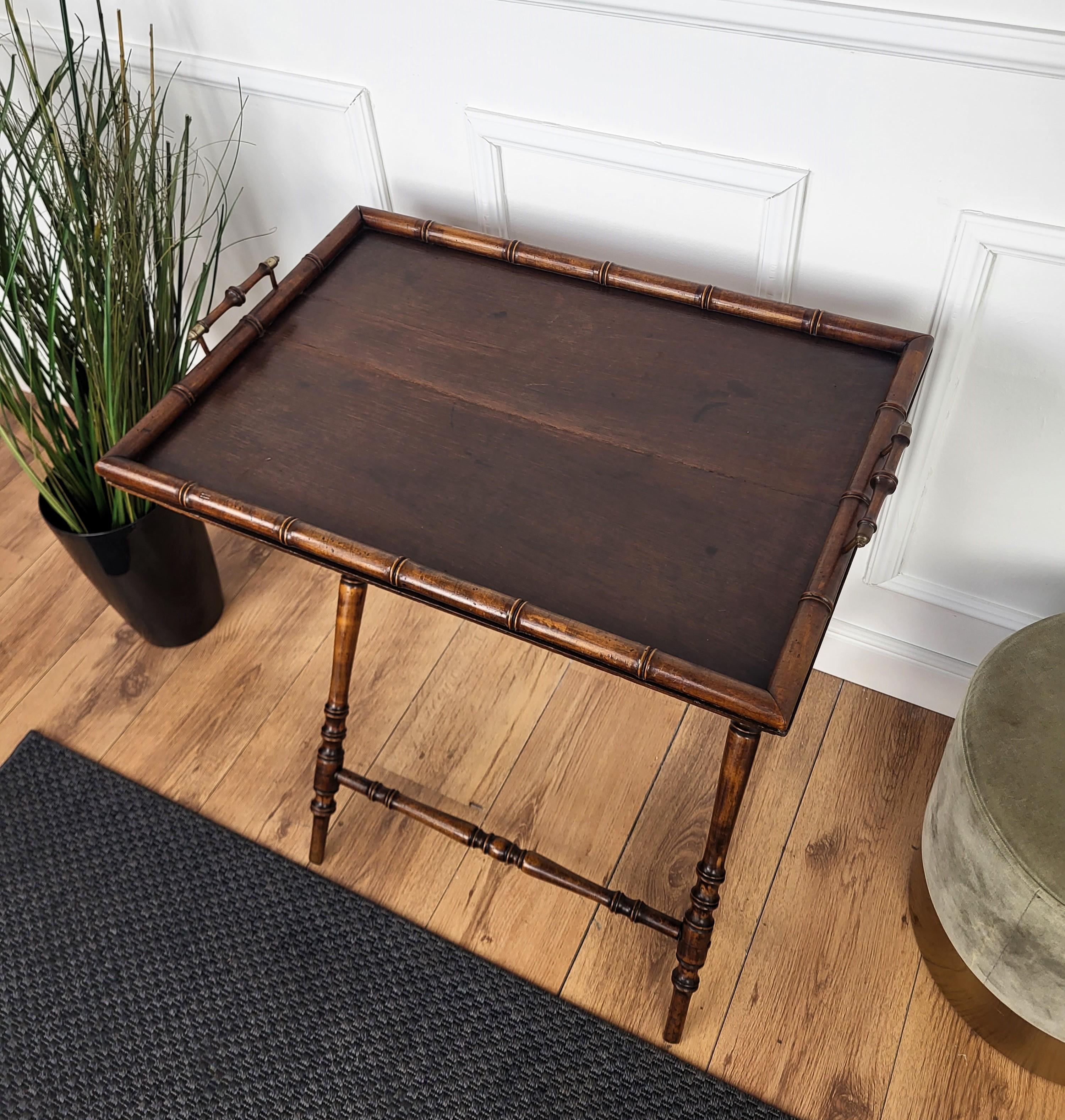 Italian Wooden Brass Folding Serving Table Butlers Tray Stand 3