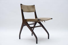 Italian Wooden Chair with Leather Upholstery, 1960s