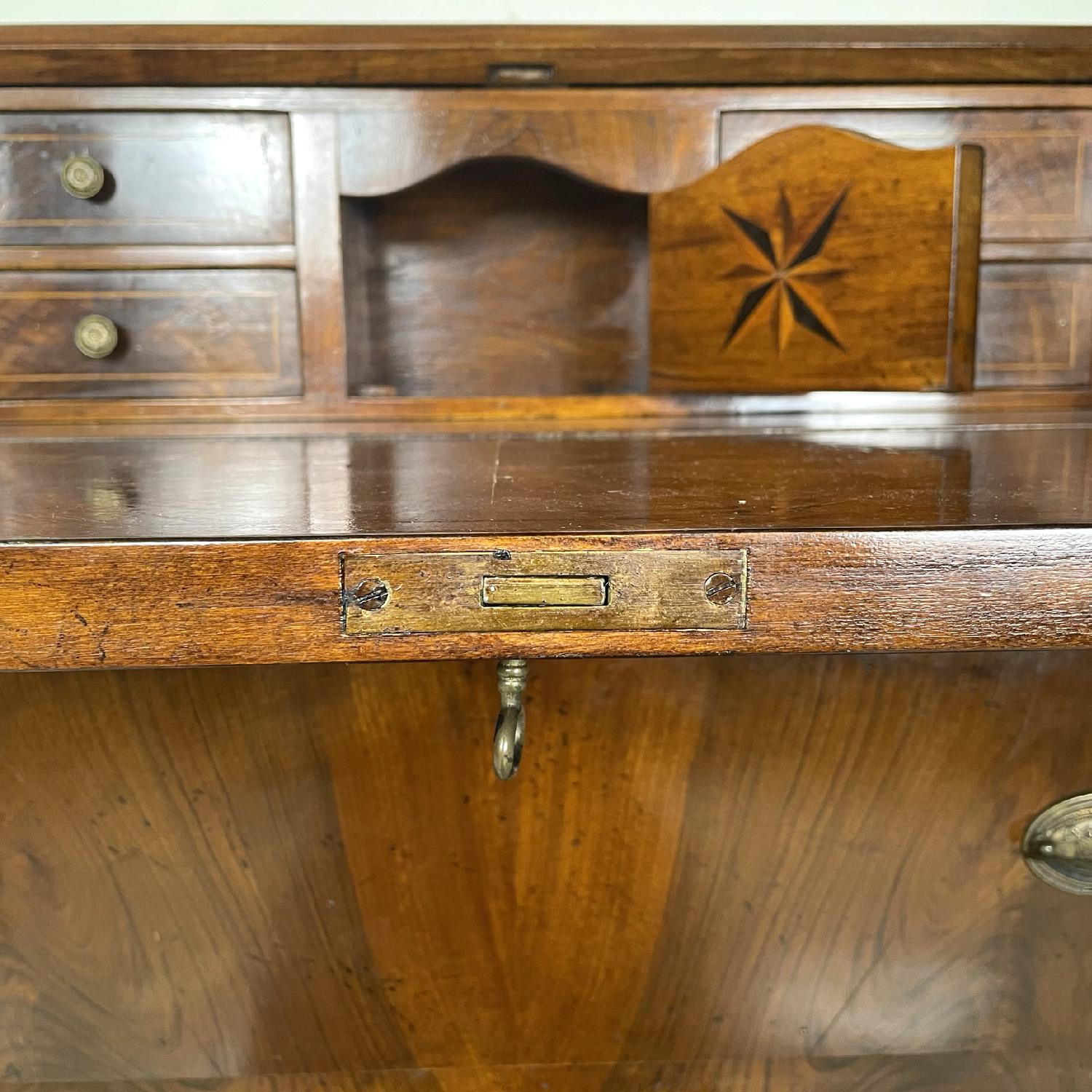 Italian wooden chest of drawers or writing desk with flap, 1900s 9