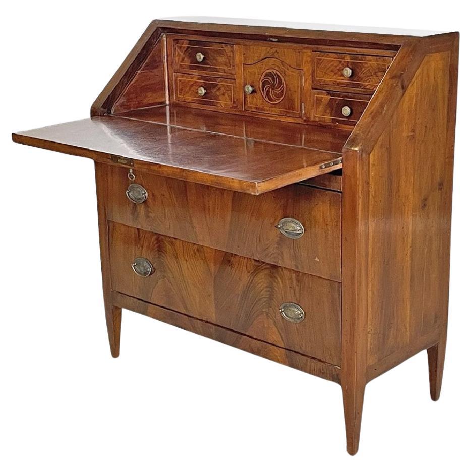 Italian wooden chest of drawers or writing desk with flap, 1900s