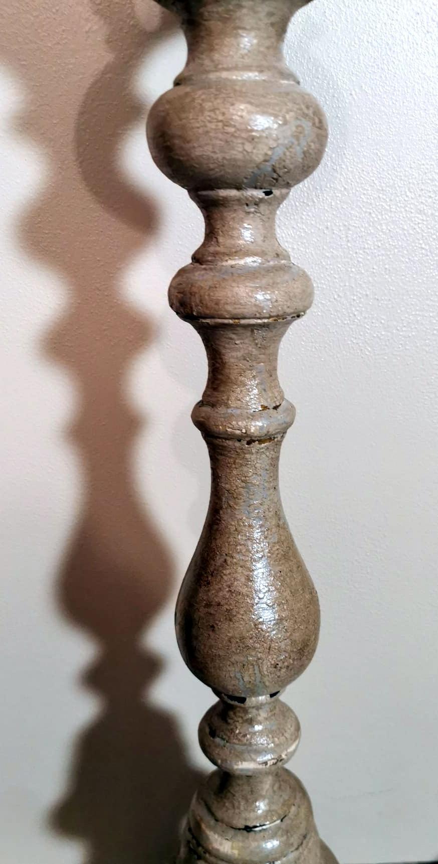 Italian Wooden Church Candlesticks in the Shape of a Torch Holder For Sale 5