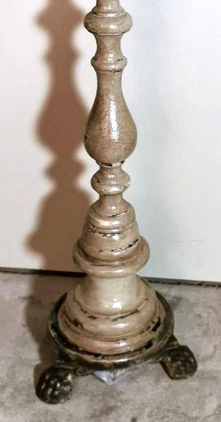 19th Century Italian Wooden Church Candlesticks in the Shape of a Torch Holder For Sale