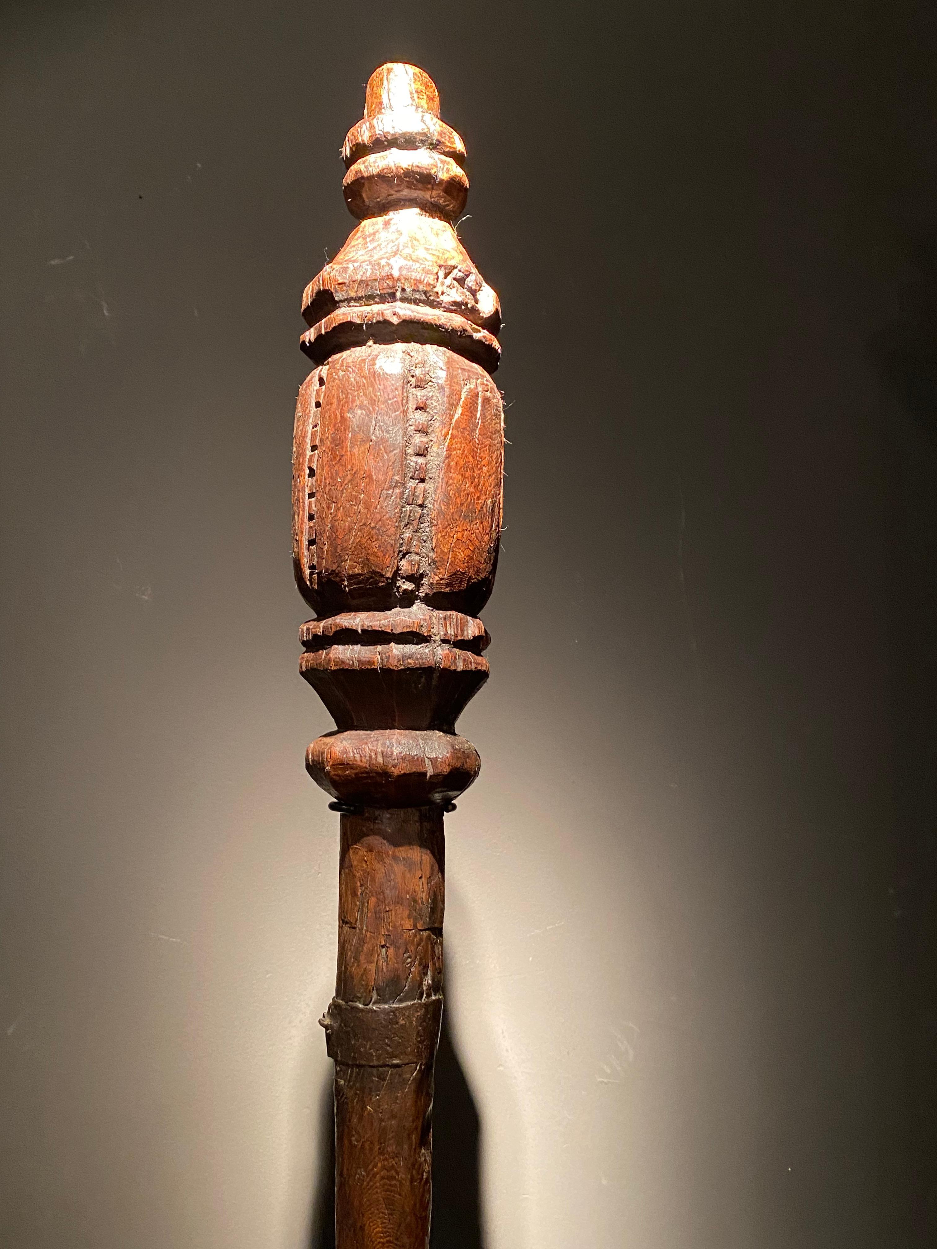 Fruitwood Antique Italian Wooden Club from the Vatican, 18 th Century For Sale