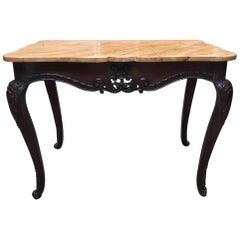 Italian Wooden Console with Faux Marble Top from Early 20th Century