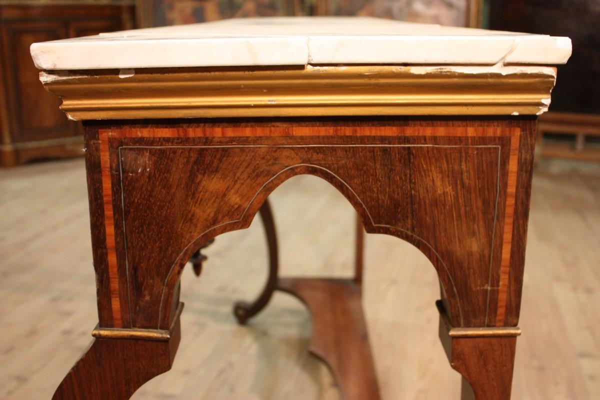 Italian Wooden Console with Marble Top, 20th Century For Sale 10