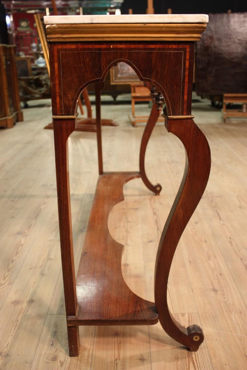 Italian Wooden Console with Marble Top, 20th Century In Good Condition For Sale In London, GB
