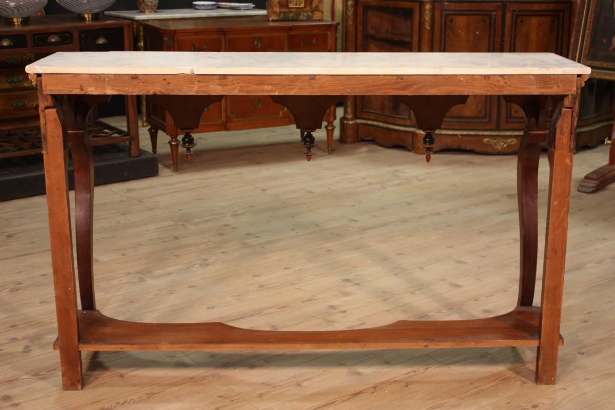 Italian Wooden Console with Marble Top, 20th Century For Sale 1