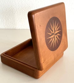 Italian Wooden Decorative Box with Wind Rose, 1970s