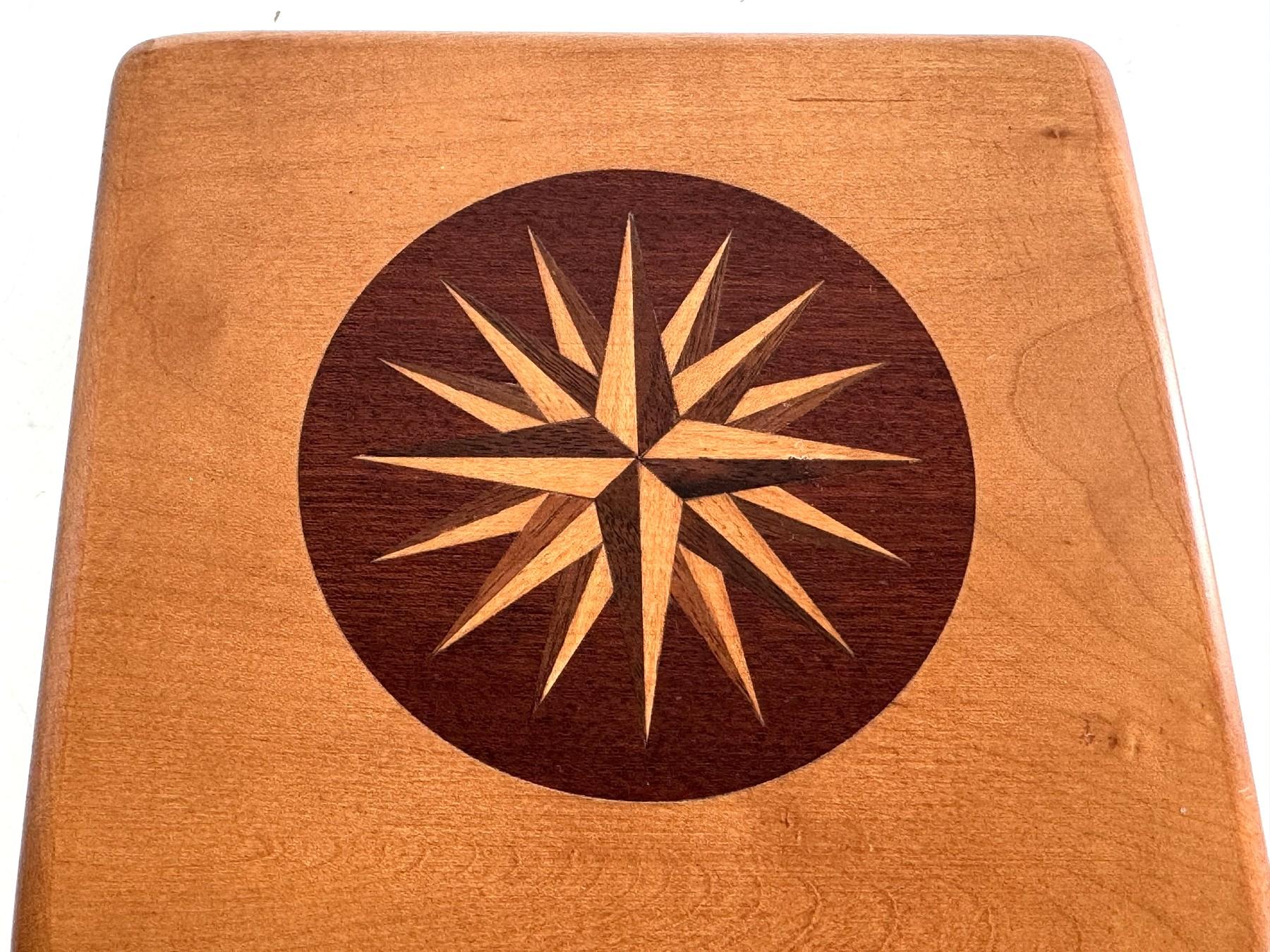 Italian Wooden Decorative Box with Wind Rose, 1970s For Sale 1