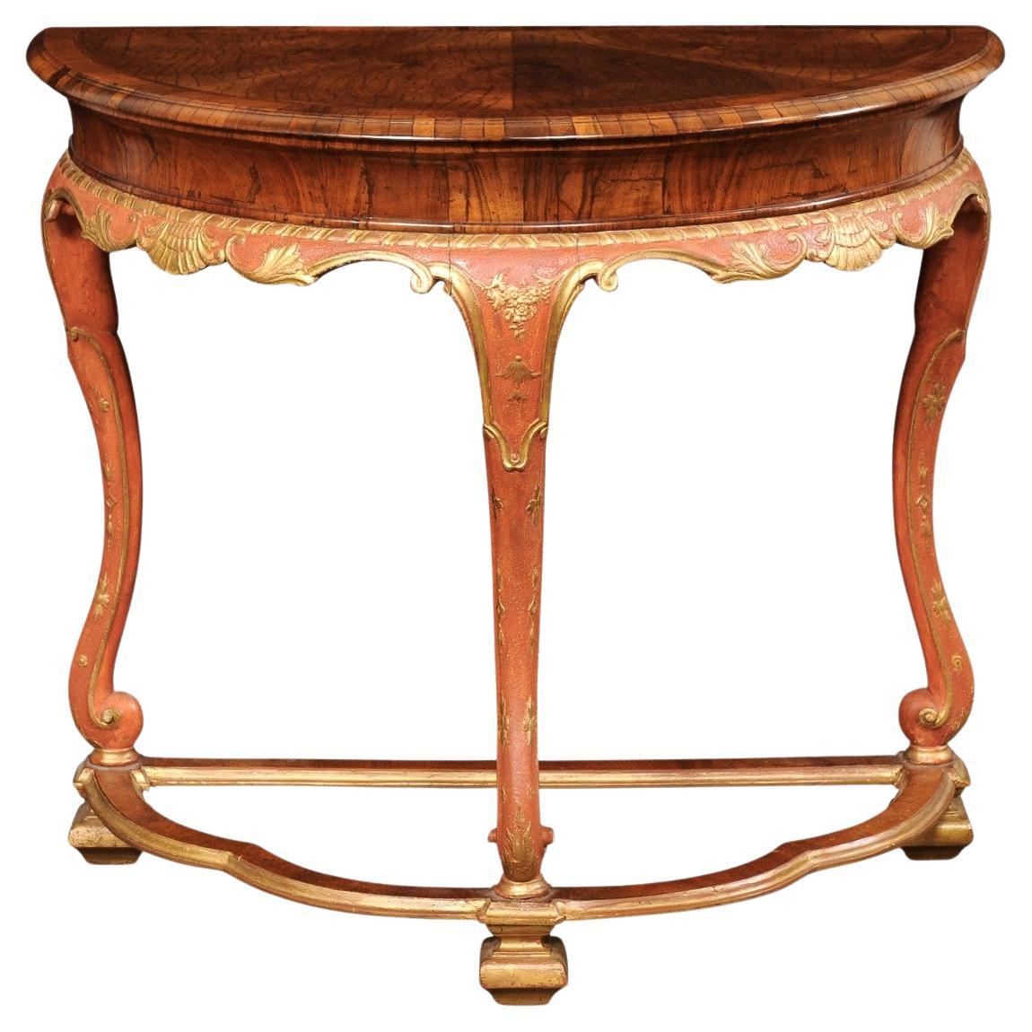 Italian Wooden Demi Console Table- a Fashionable, One of a Kind Piece!