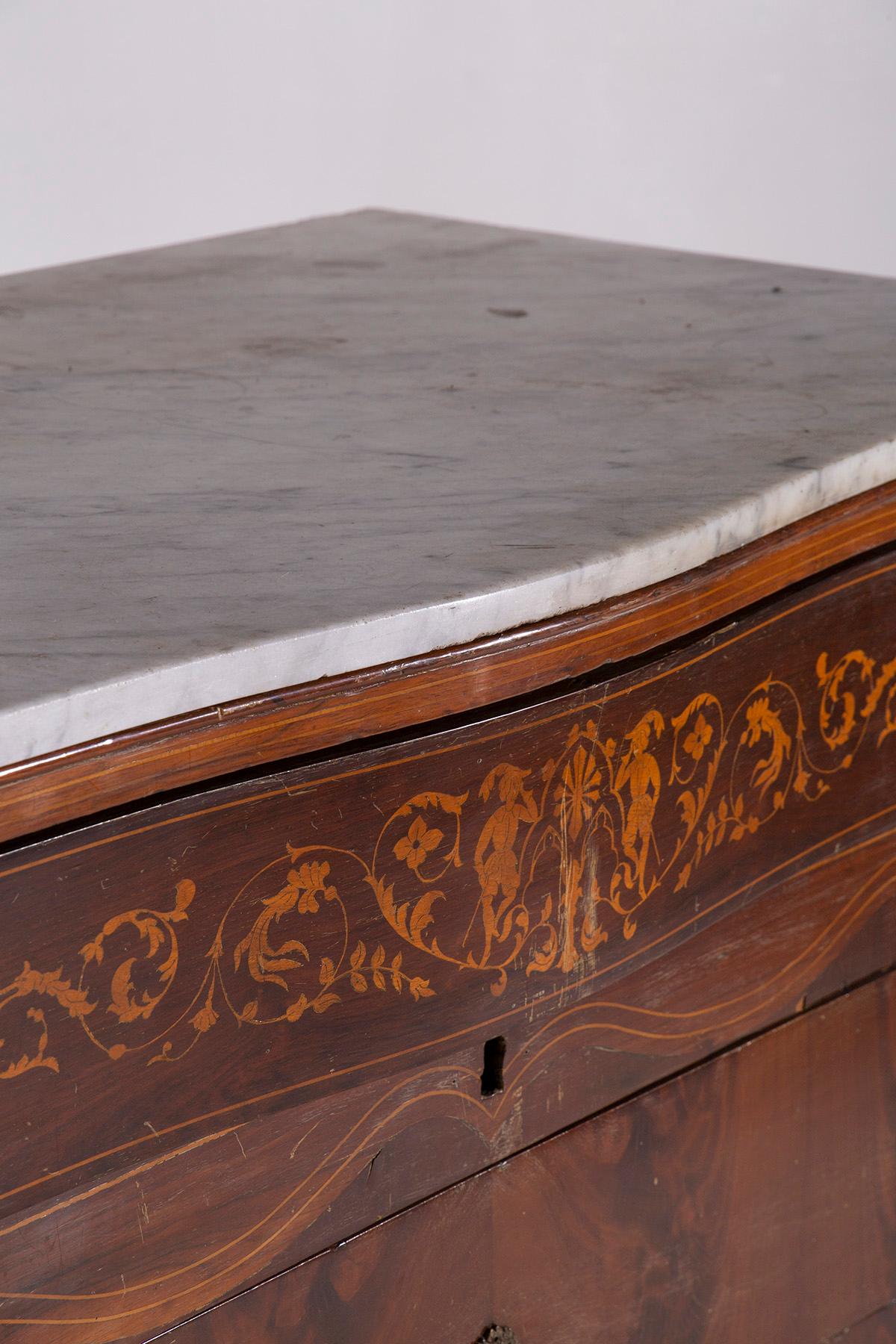 In the vast world of antique furnishings, few pieces have the ability to convey intrinsic beauty and artisanal mastery as profoundly as the exquisite Italian walnut chest of drawers from the late 18th and early 19th centuries. This remarkable piece
