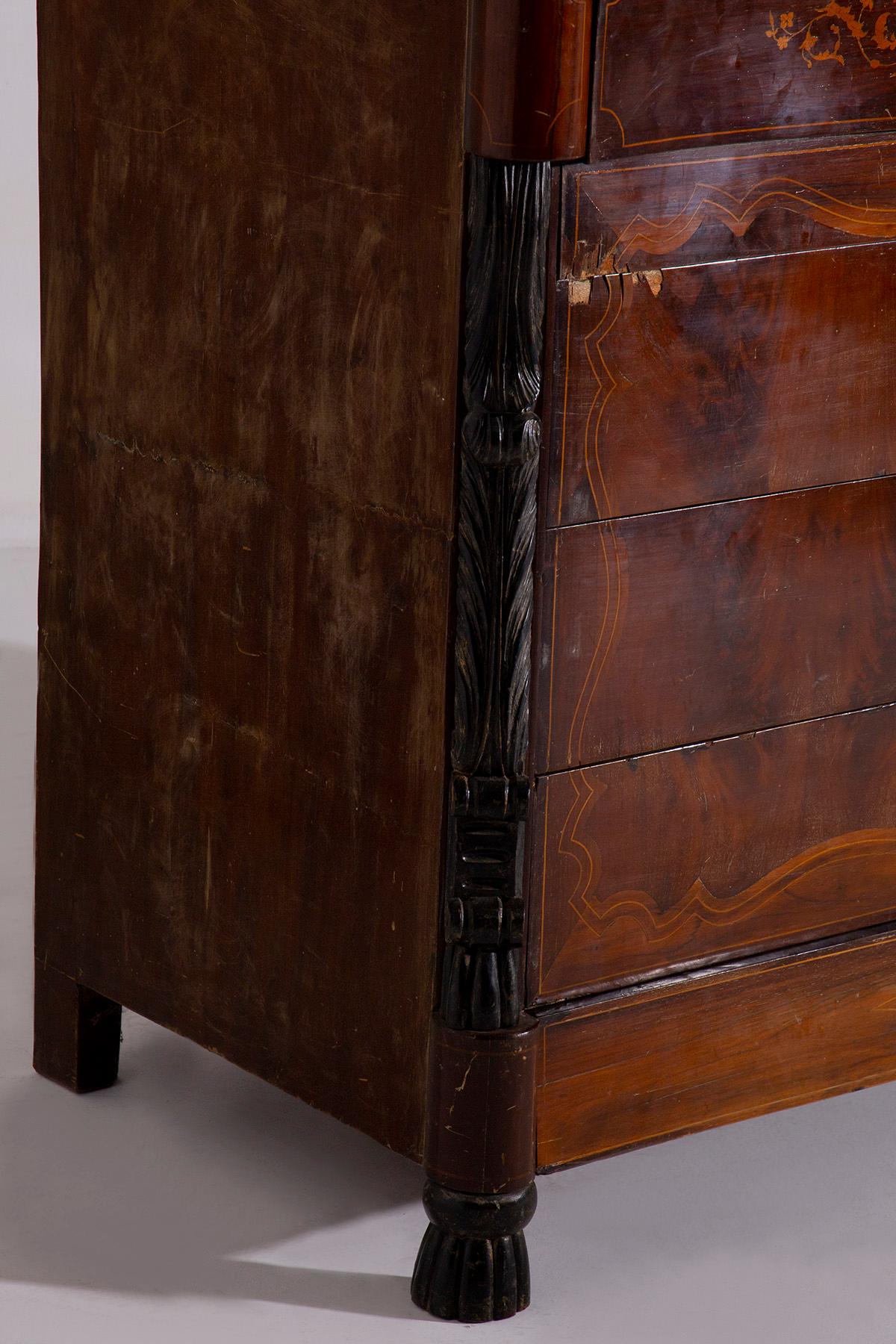 Mid-Century Modern Italian Wooden Desk Chest of Drawers For Sale