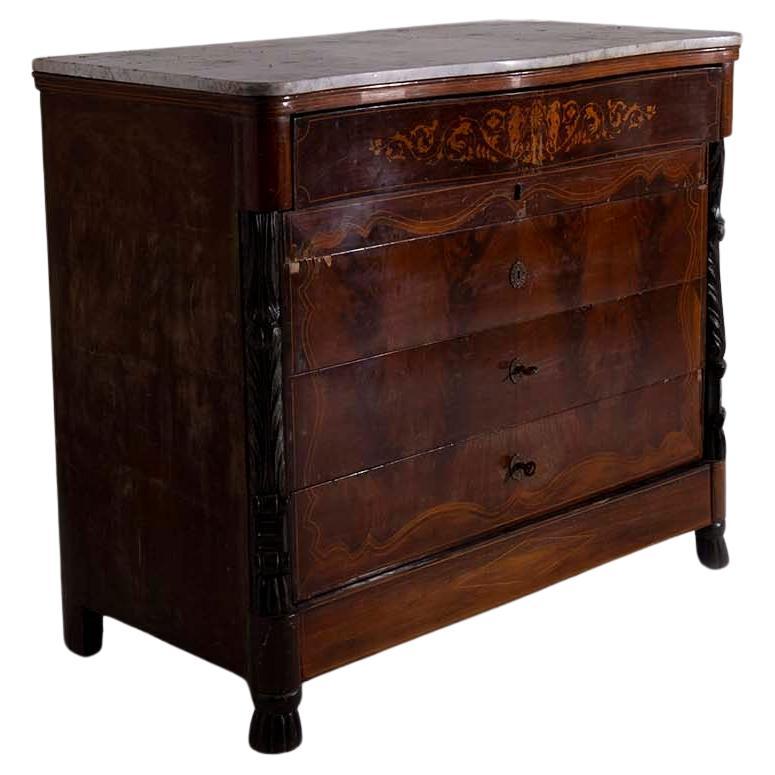 Italian Wooden Desk Chest of Drawers For Sale