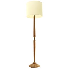 Italian Wooden Floor Lamp with Parchment Shade by Giubar, 1940s