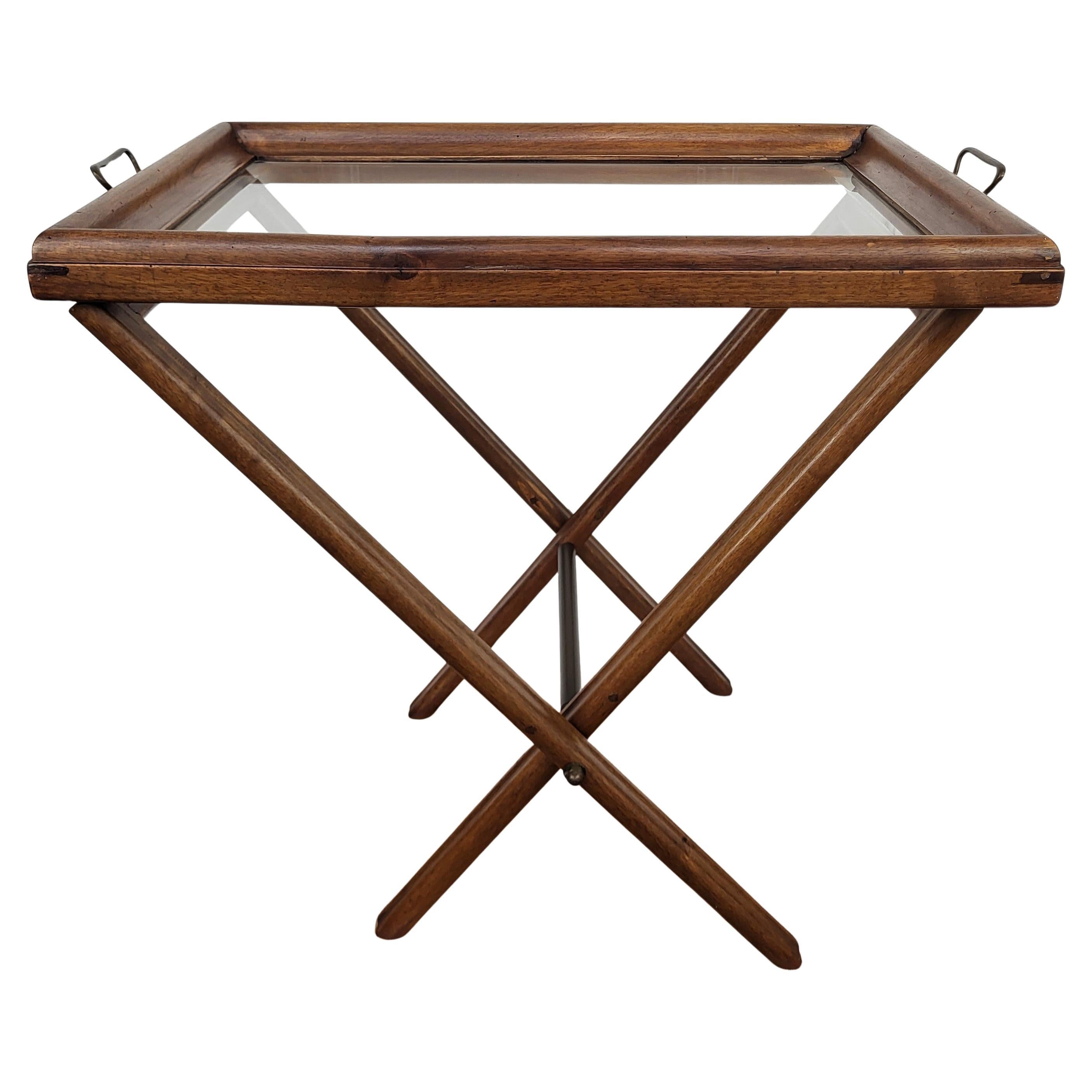 Italian Wooden Folding Serving Table Butlers Tray Stand Dry Bar