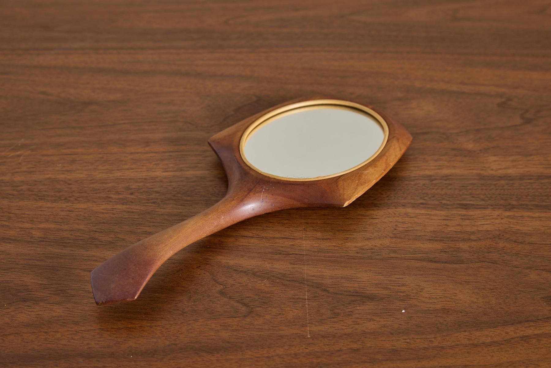 Italian Wooden Hand Mirror In Good Condition In Beverly Hills, CA