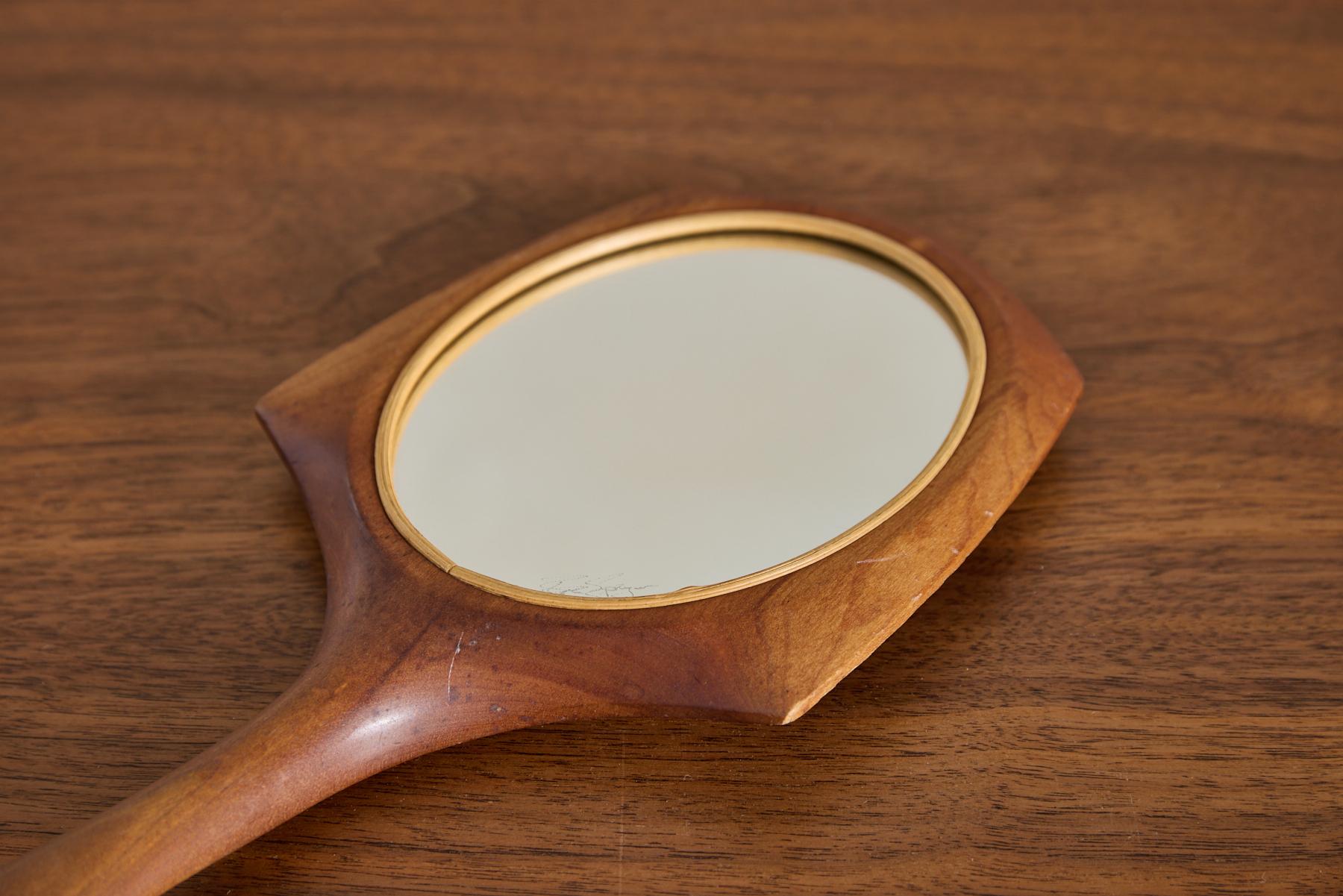 Mid-20th Century Italian Wooden Hand Mirror