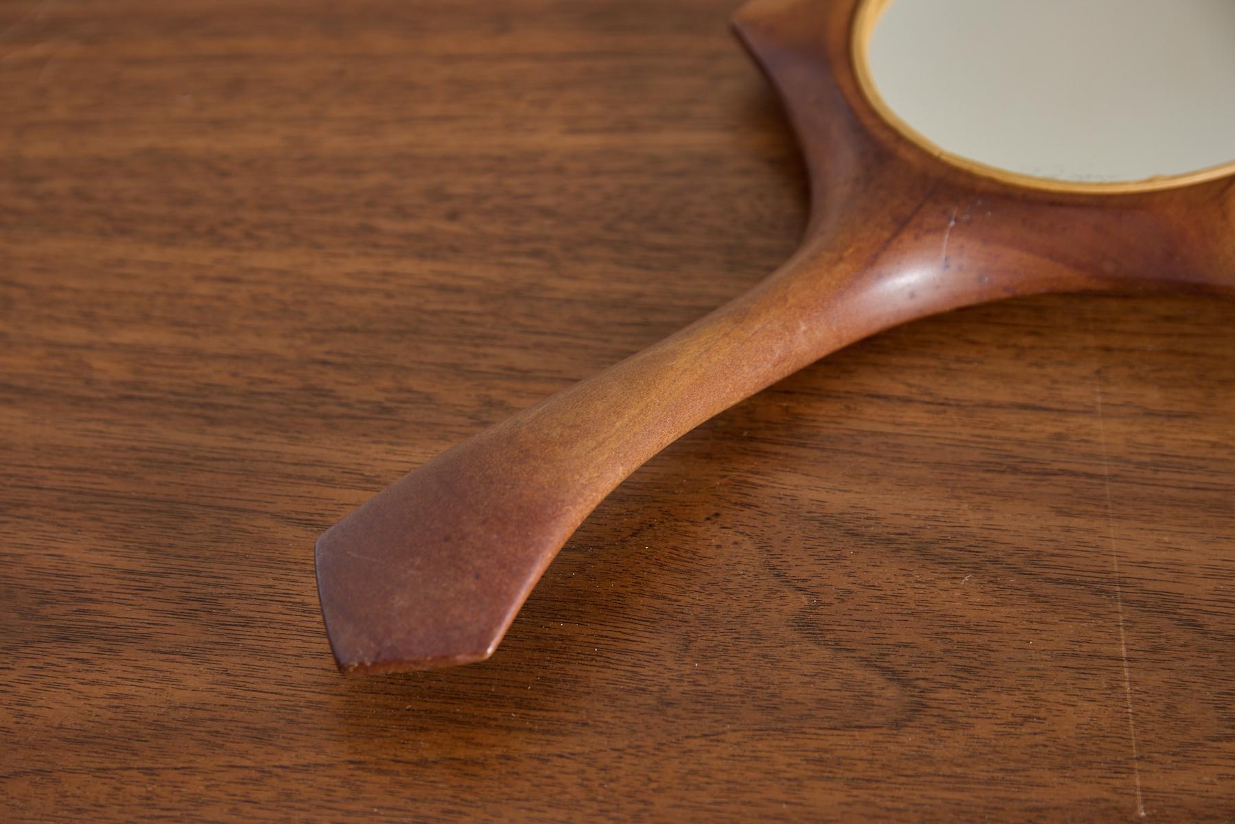 Brass Italian Wooden Hand Mirror