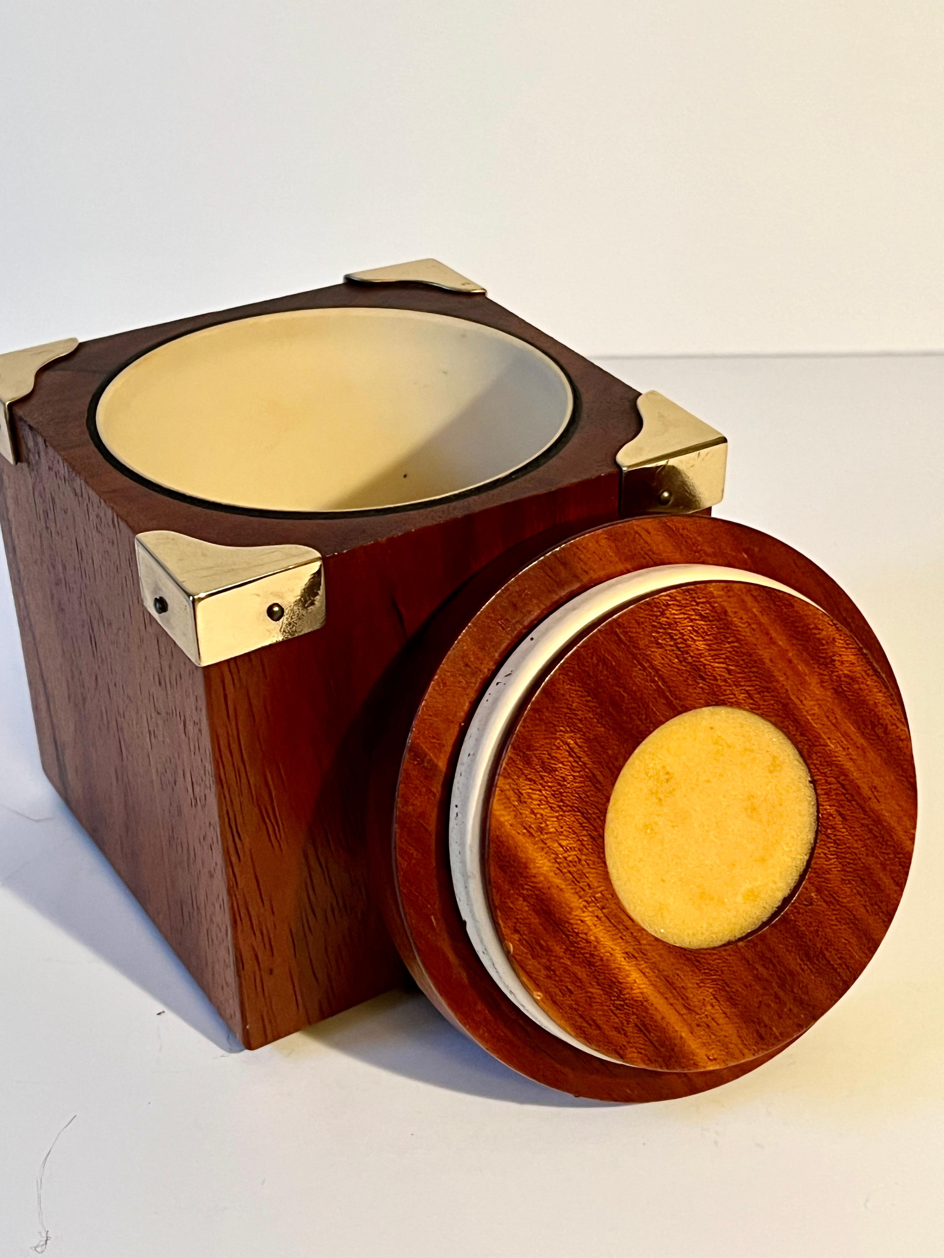 Hand-Crafted Italian Wooden Humidor with Brass Corner Accents and Moisture control For Sale