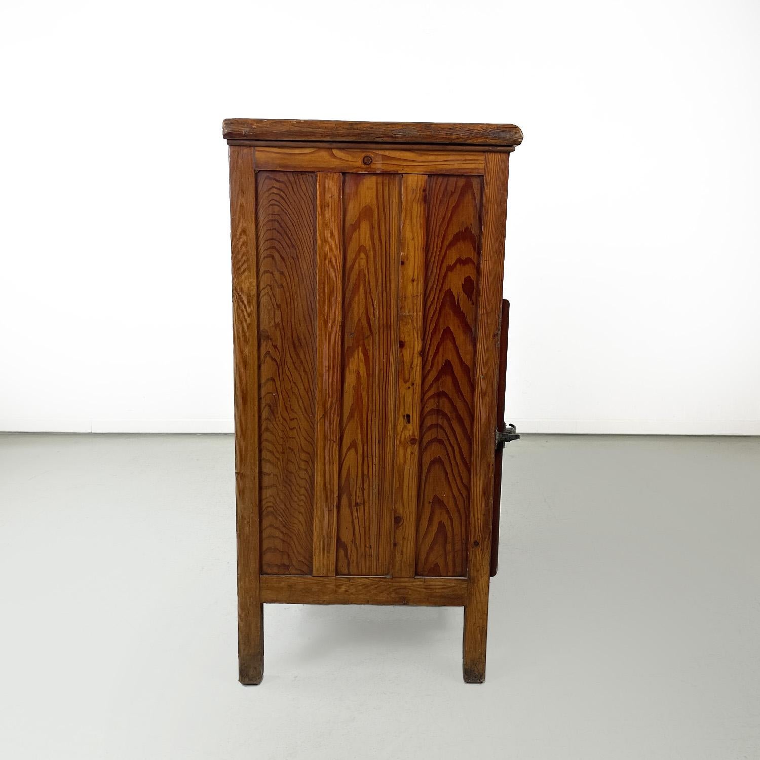 Early 20th Century Italian wooden icebox Stella Polare by G. Saracco Asti, early 1900s For Sale