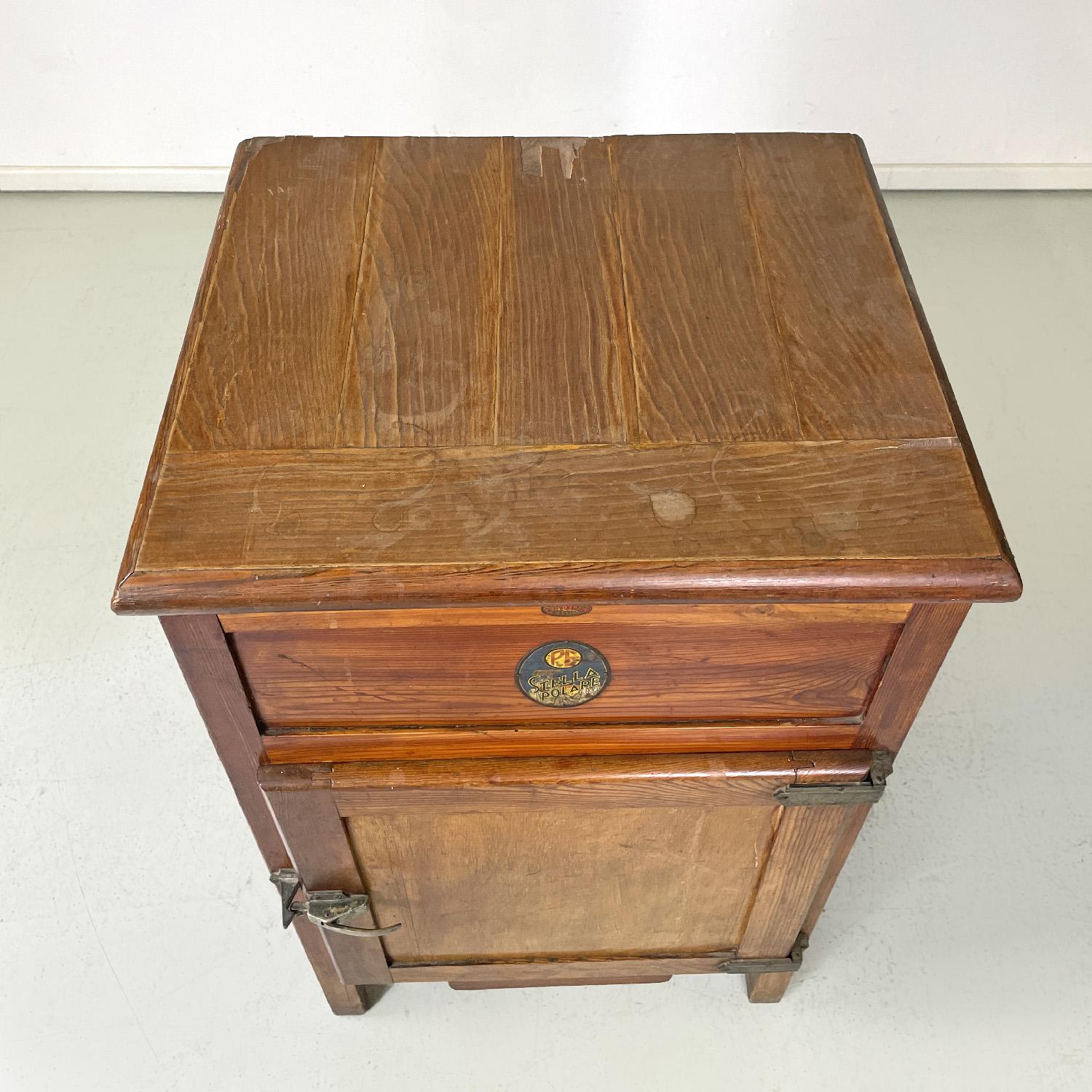 Italian wooden icebox Stella Polare by G. Saracco Asti, early 1900s For Sale 3