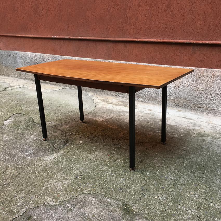 Italian Wooden, Metal and Brass Dining Table, 1960s 2